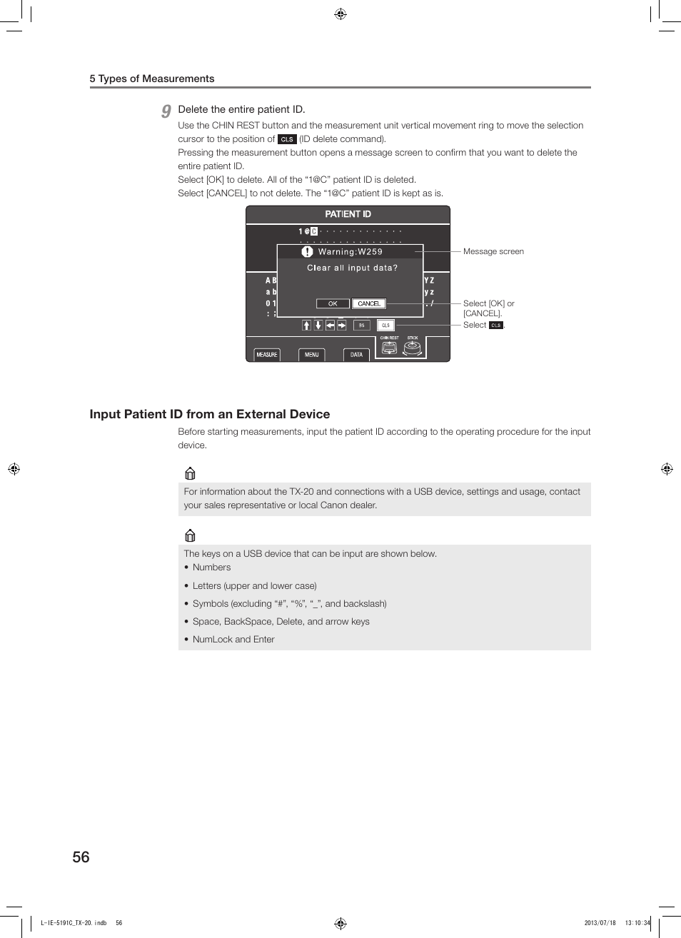Input patient id from an external device | Canon TX-20 Full Auto Tonometer User Manual | Page 56 / 100