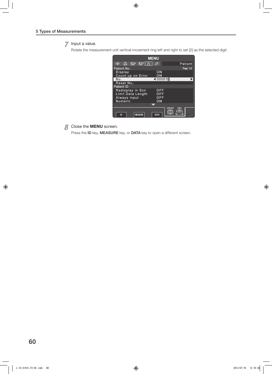 Canon TX-20 Full Auto Tonometer User Manual | Page 60 / 100