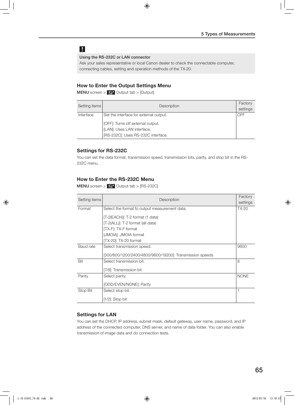 Canon TX-20 Full Auto Tonometer User Manual | Page 65 / 100