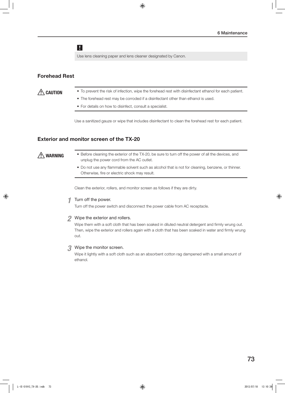 E 73) | Canon TX-20 Full Auto Tonometer User Manual | Page 73 / 100