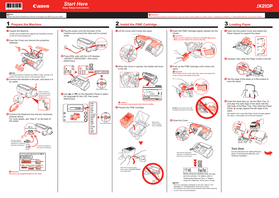 Canon FAX-JX210P User Manual | 2 pages