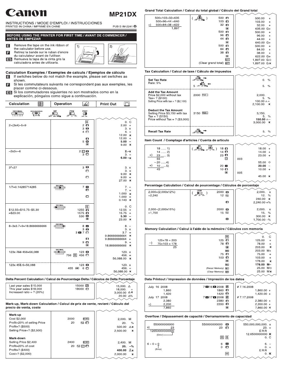 Canon MP21DX User Manual | 4 pages