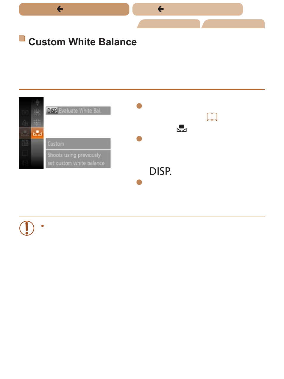For manually setting a custom white balance, Custom white balance | Canon PowerShot SX170 IS User Manual | Page 102 / 268