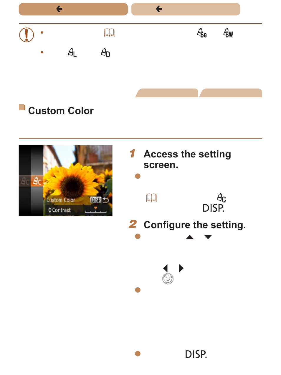 Other qualities as desired, Custom color, Access the setting screen | Configure the setting | Canon PowerShot SX170 IS User Manual | Page 104 / 268