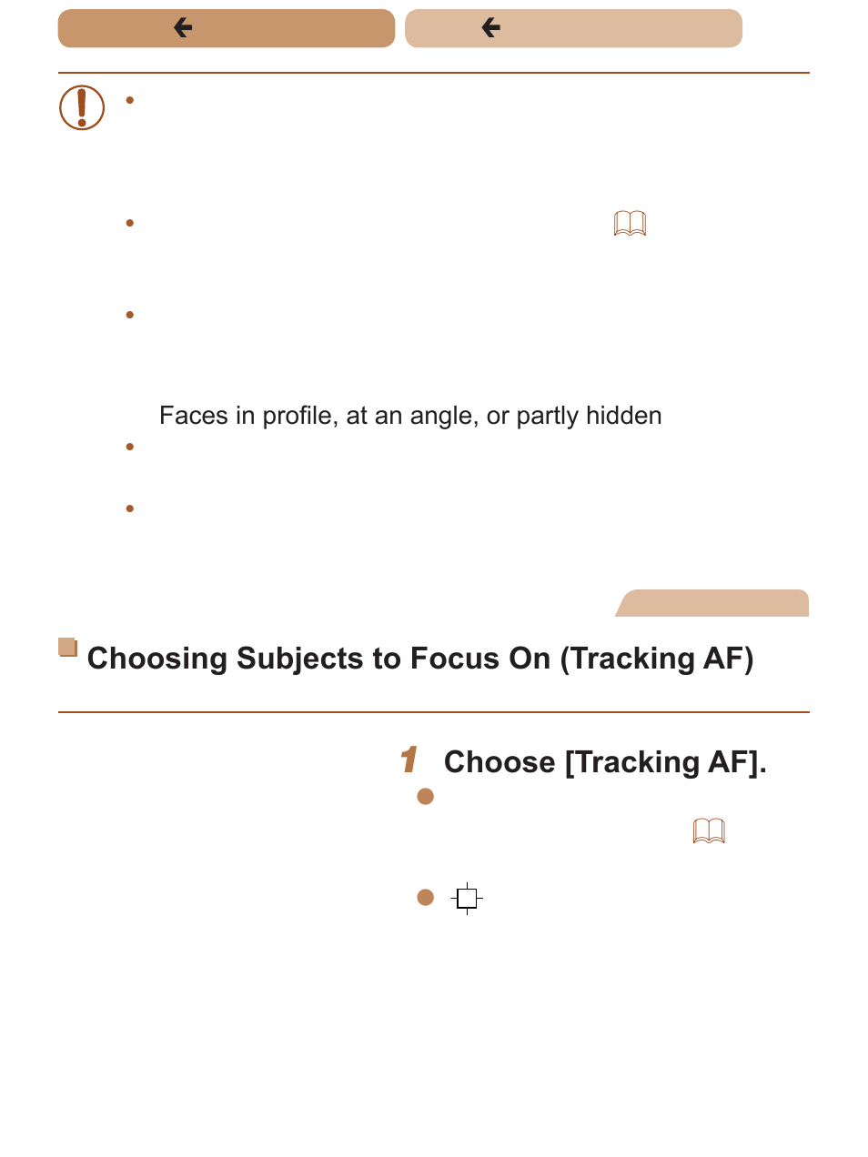 Choosing subjects to focus on (tracking af), Choose [tracking af | Canon PowerShot SX170 IS User Manual | Page 112 / 268