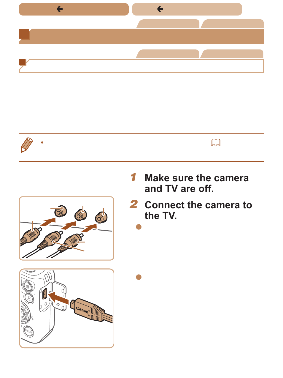 Using optional, Accessories, Tv as a display | Using optional accessories, Playback on a tv, Make sure the camera and tv are off, Connect the camera to the tv | Canon PowerShot SX170 IS User Manual | Page 189 / 268