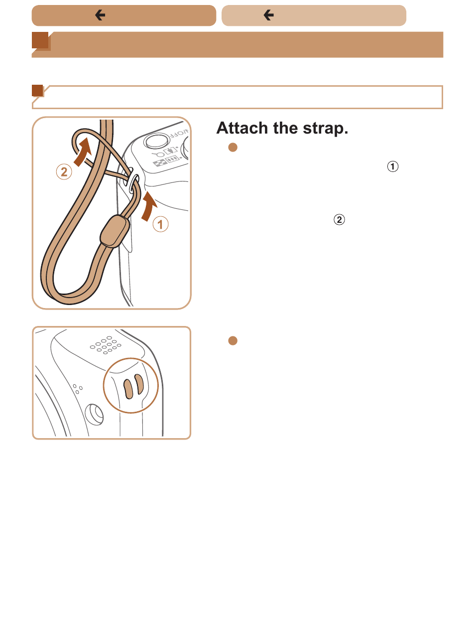 Initial preparations, Attaching the strap | Canon PowerShot SX170 IS User Manual | Page 20 / 268