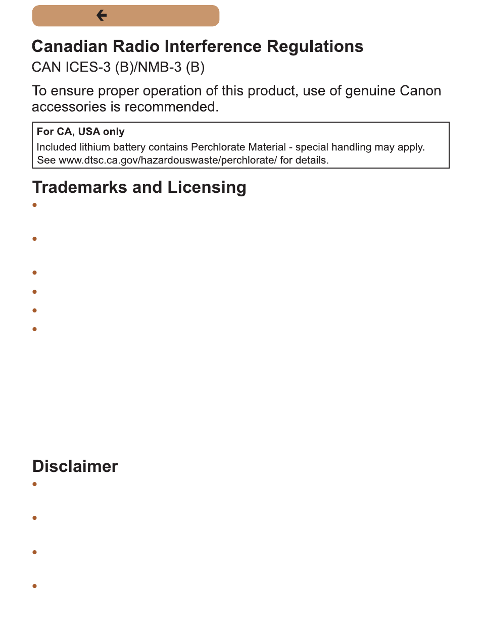 Trademarks and licensing, Disclaimer | Canon PowerShot SX170 IS User Manual | Page 268 / 268