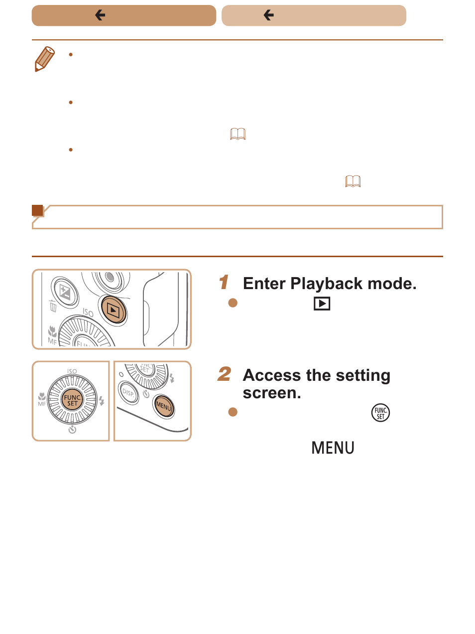 Display language, Enter playback mode, Access the setting screen | Canon PowerShot SX170 IS User Manual | Page 29 / 268