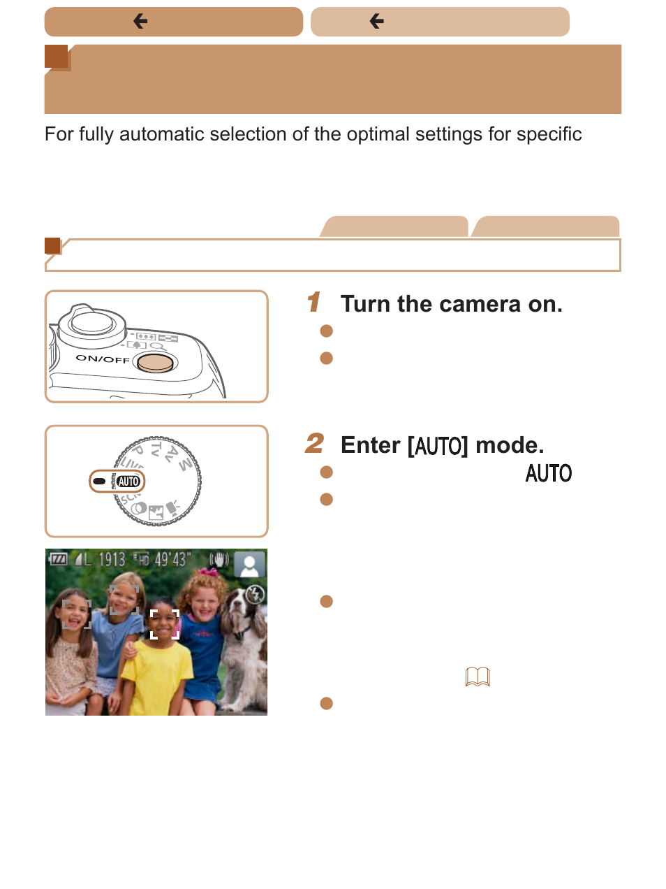 Shooting with camera, Determined settings, Shooting with camera- determined settings | Shooting (smart auto) | Canon PowerShot SX170 IS User Manual | Page 50 / 268