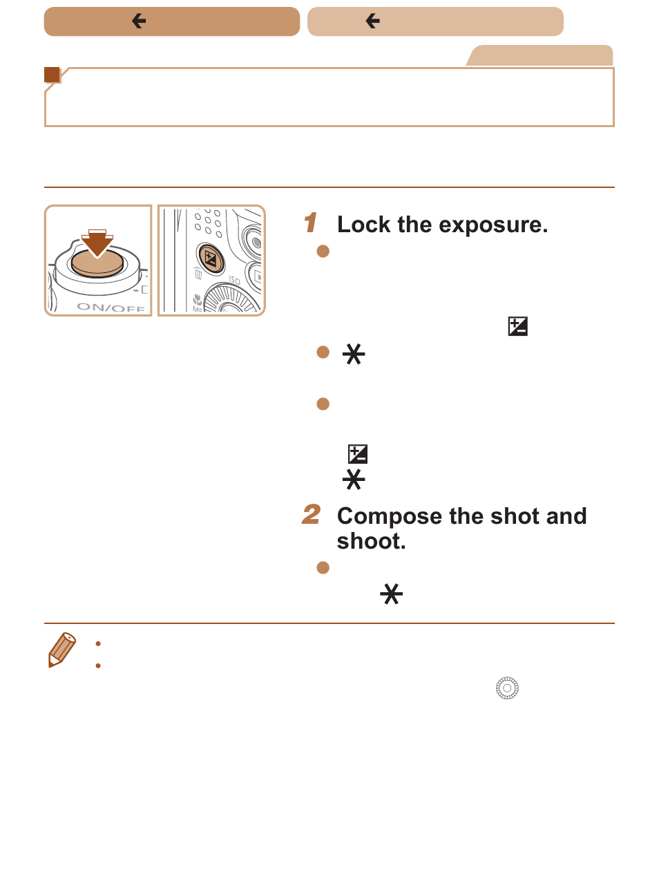 Locking image brightness / exposure (ae lock), Lock the exposure, Compose the shot and shoot | Canon PowerShot SX170 IS User Manual | Page 97 / 268
