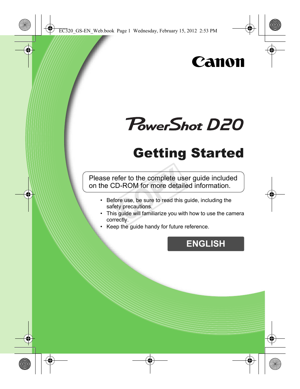 Canon PowerShot D20 User Manual | 36 pages
