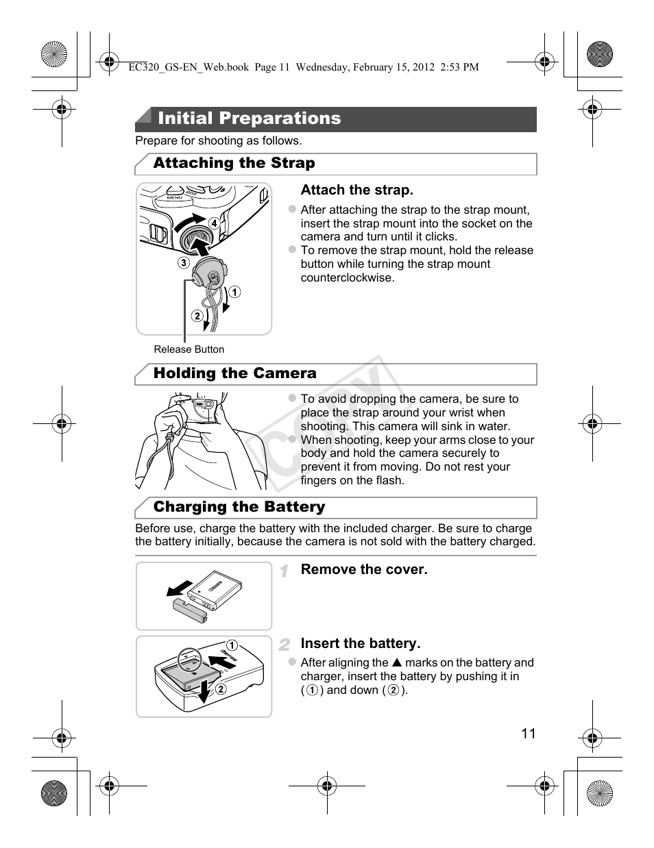 Initial preparations, Cop y | Canon PowerShot D20 User Manual | Page 11 / 36