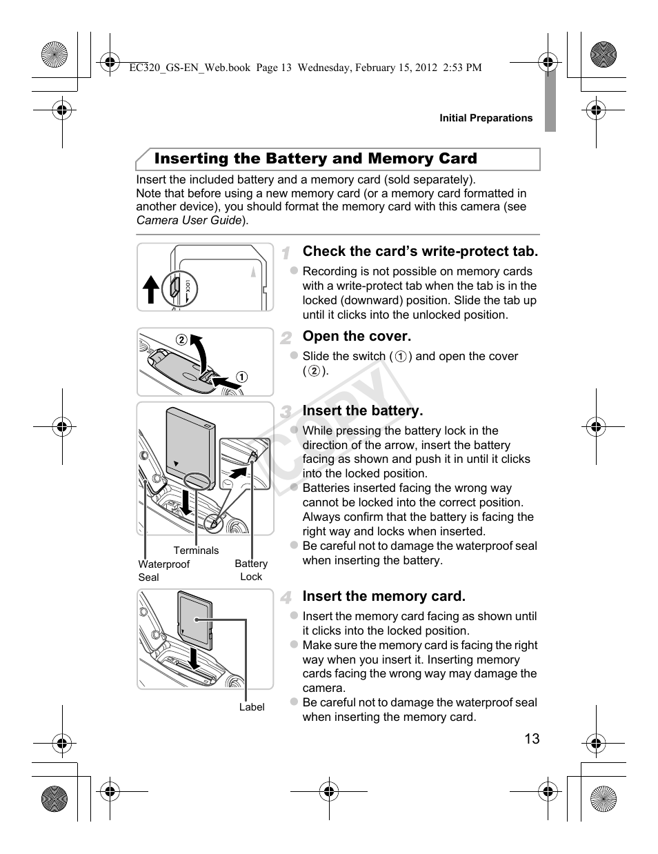 P. 13), Cop y | Canon PowerShot D20 User Manual | Page 13 / 36