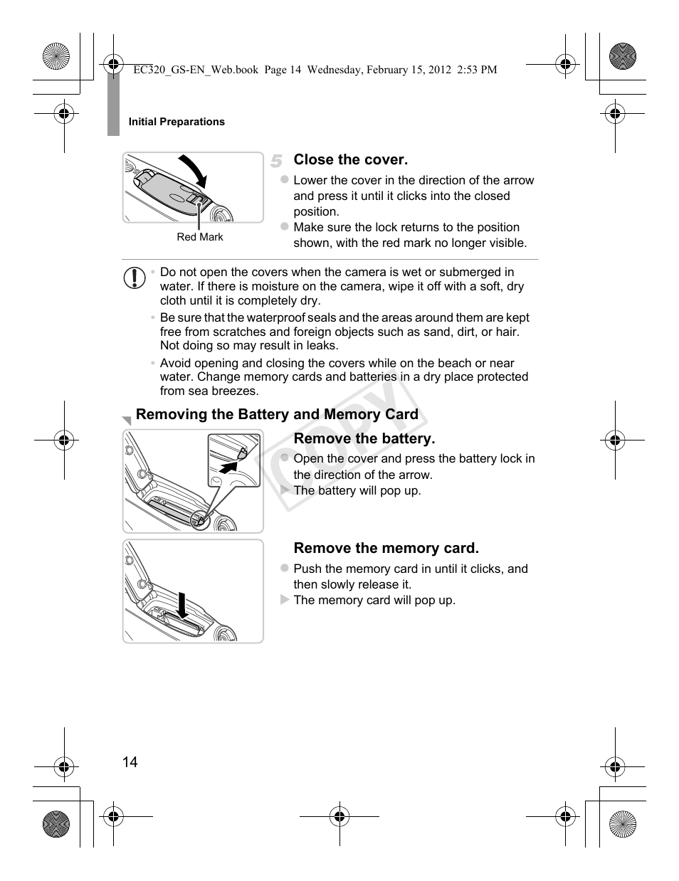Pp. 14, Cop y | Canon PowerShot D20 User Manual | Page 14 / 36