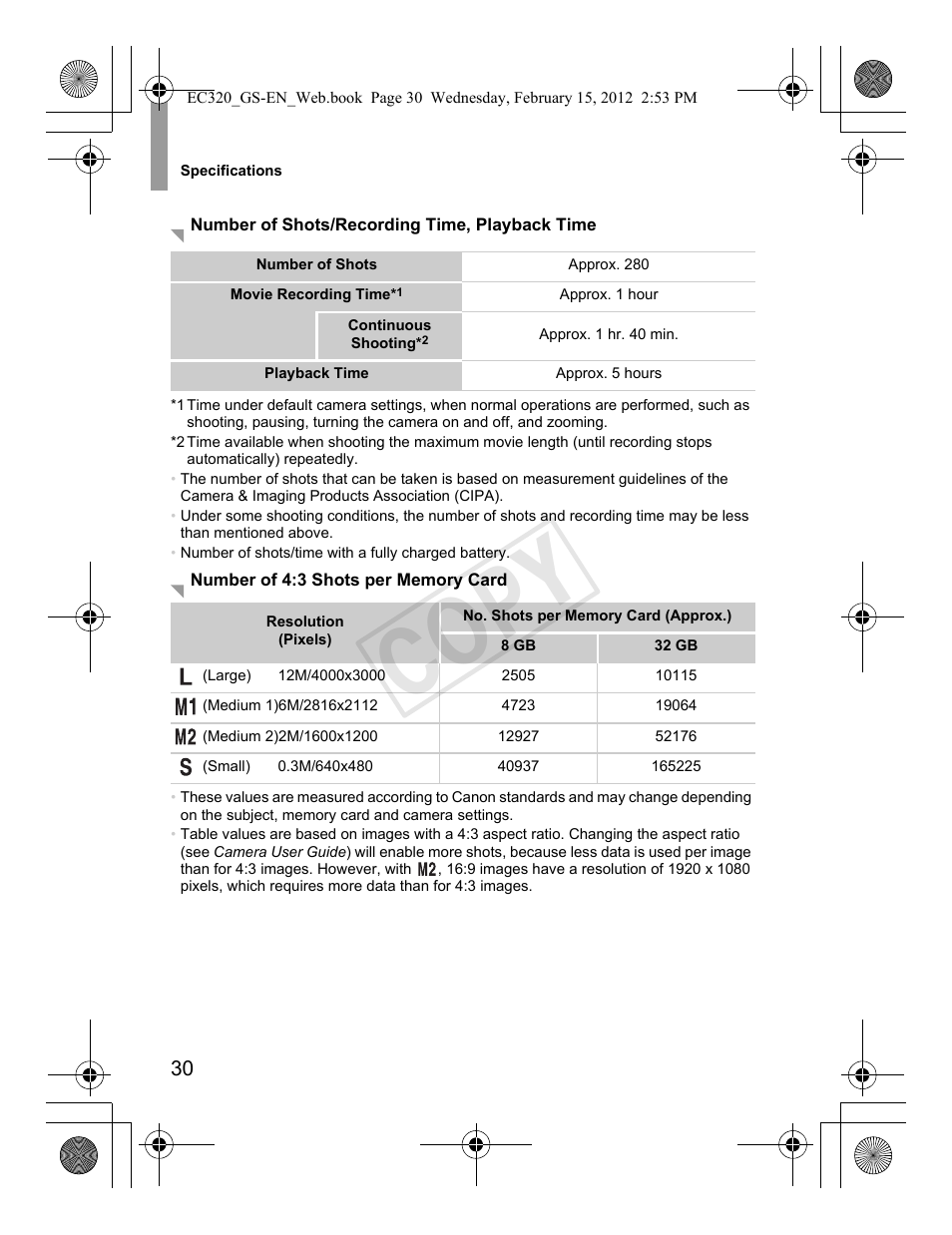 Cop y | Canon PowerShot D20 User Manual | Page 30 / 36