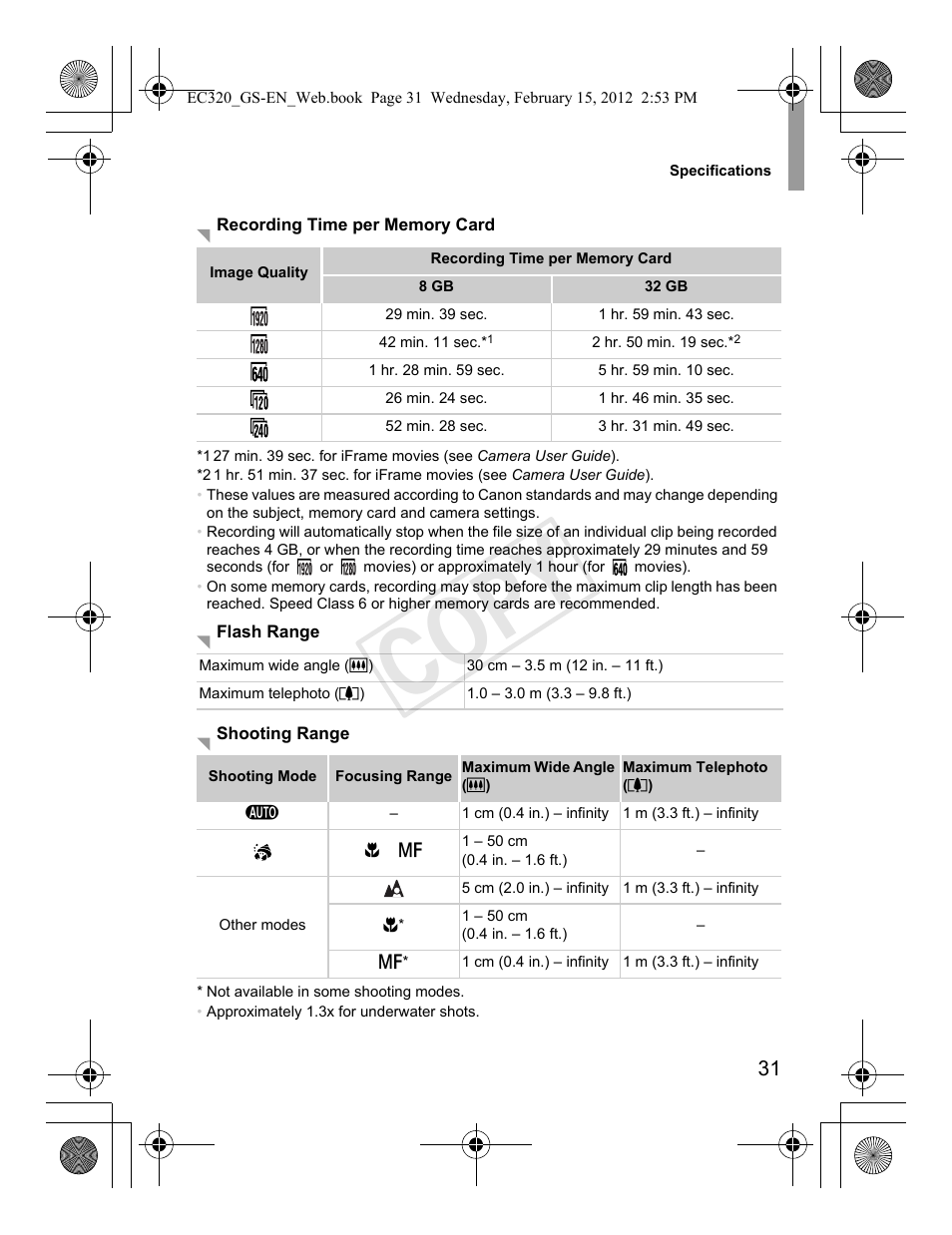 Cop y | Canon PowerShot D20 User Manual | Page 31 / 36