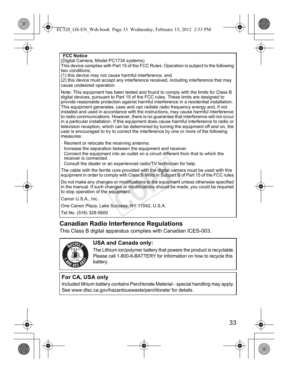 Cop y | Canon PowerShot D20 User Manual | Page 33 / 36
