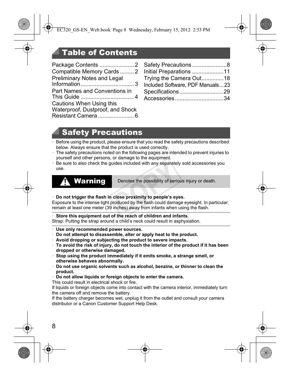 Canon PowerShot D20 User Manual | Page 8 / 36