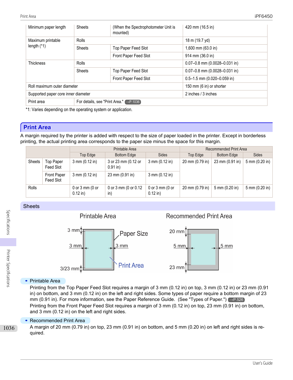 Print area, Print area 6, P.1036 | Canon imagePROGRAF iPF6450 User Manual | Page 1036 / 1066