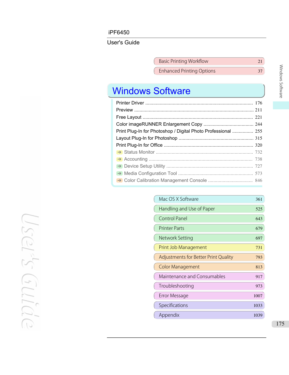 Windows software | Canon imagePROGRAF iPF6450 User Manual | Page 175 / 1066