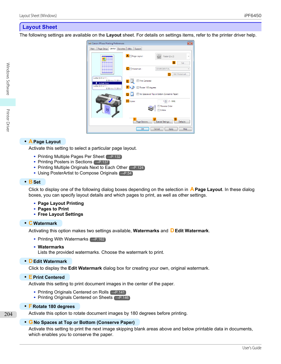 Layout sheet, P.204 | Canon imagePROGRAF iPF6450 User Manual | Page 204 / 1066