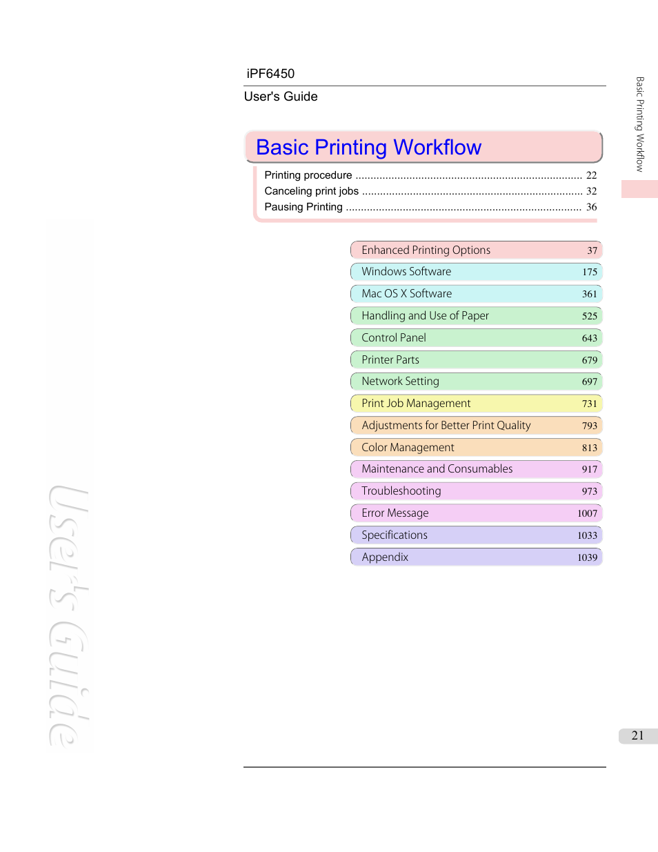 Basic printing workflow | Canon imagePROGRAF iPF6450 User Manual | Page 21 / 1066
