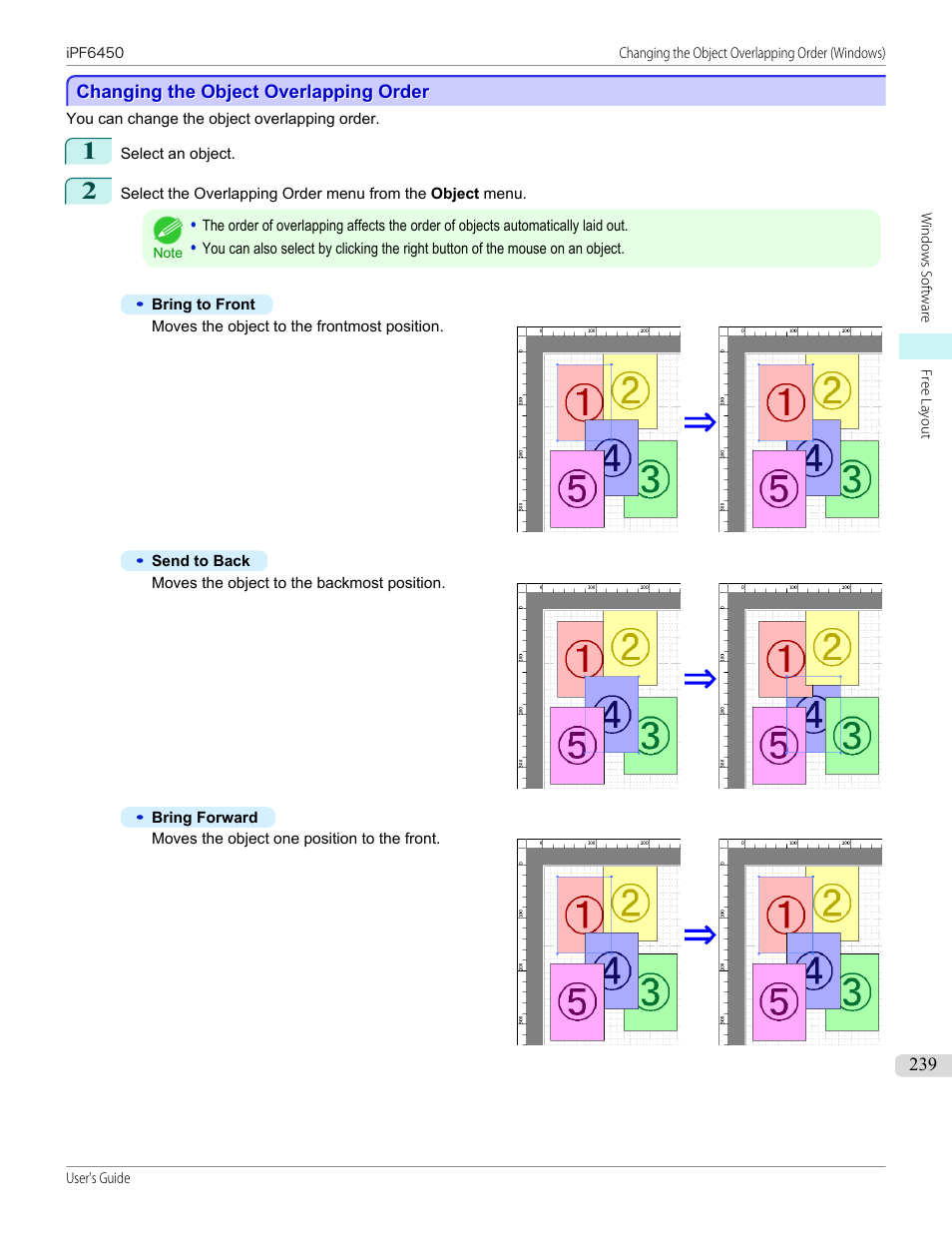 Changing the object overlapping order | Canon imagePROGRAF iPF6450 User Manual | Page 239 / 1066