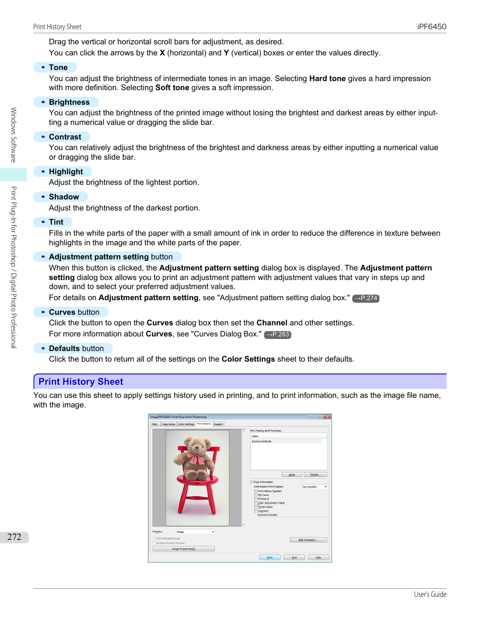 Print history sheet, P.272 | Canon imagePROGRAF iPF6450 User Manual | Page 272 / 1066