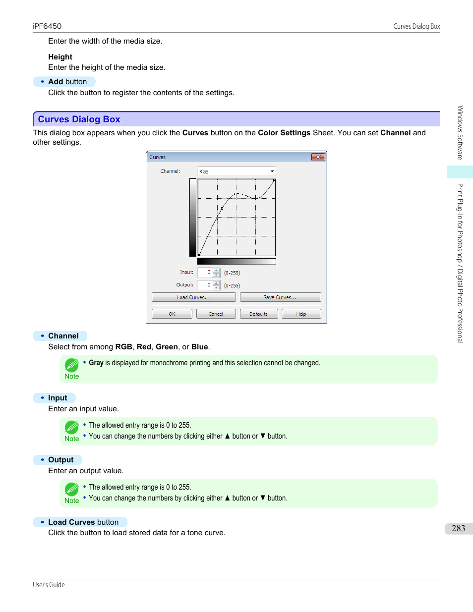 Curves dialog box, See "curves dialog box, P.283 | Canon imagePROGRAF iPF6450 User Manual | Page 283 / 1066