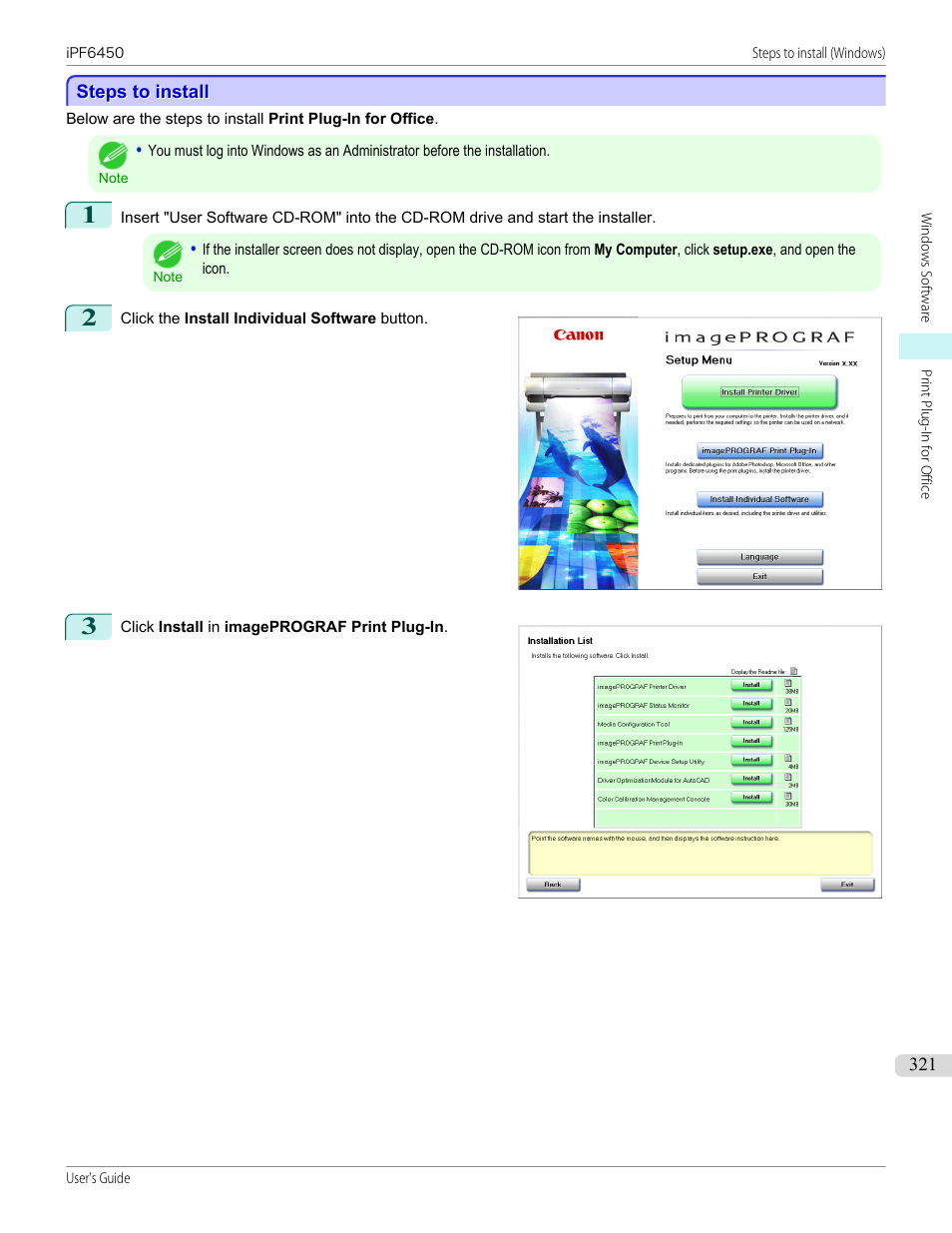 Steps to install | Canon imagePROGRAF iPF6450 User Manual | Page 321 / 1066