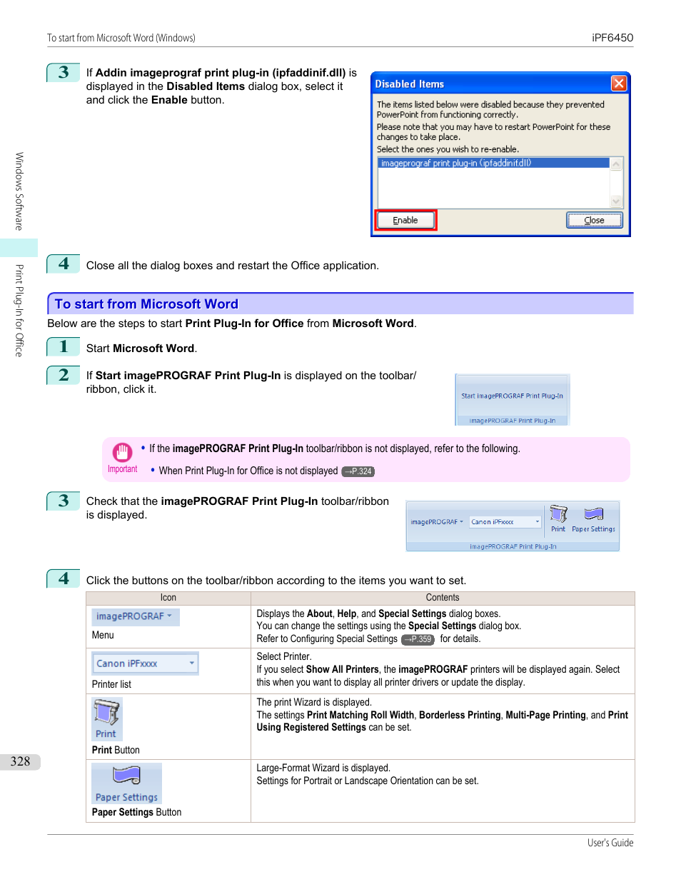 To start from microsoft word | Canon imagePROGRAF iPF6450 User Manual | Page 328 / 1066