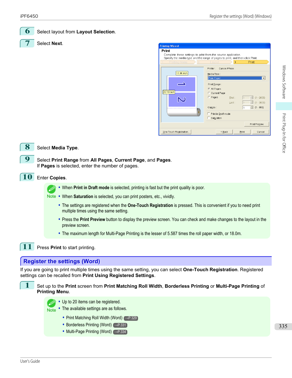 Register the settings (word) | Canon imagePROGRAF iPF6450 User Manual | Page 335 / 1066