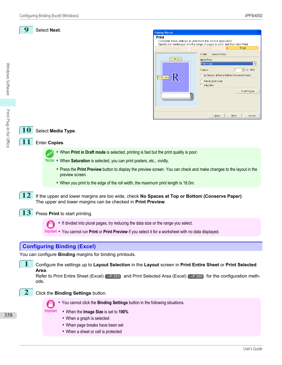 Configuring binding (excel) | Canon imagePROGRAF iPF6450 User Manual | Page 358 / 1066