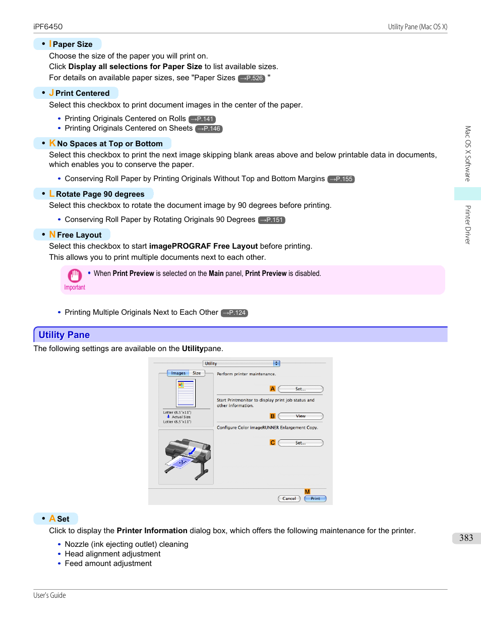 Utility pane, P.383 | Canon imagePROGRAF iPF6450 User Manual | Page 383 / 1066
