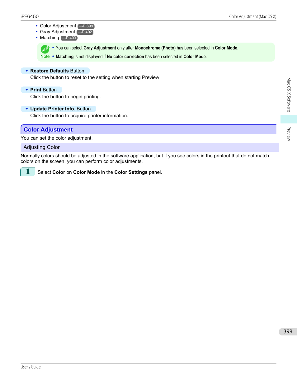 Color adjustment | Canon imagePROGRAF iPF6450 User Manual | Page 399 / 1066