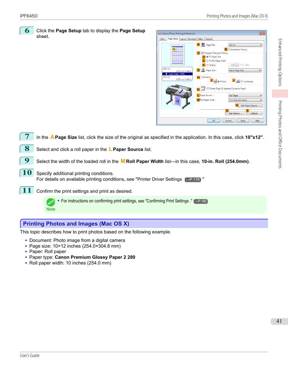 Printing photos and images (mac os x), P.41 | Canon imagePROGRAF iPF6450 User Manual | Page 41 / 1066