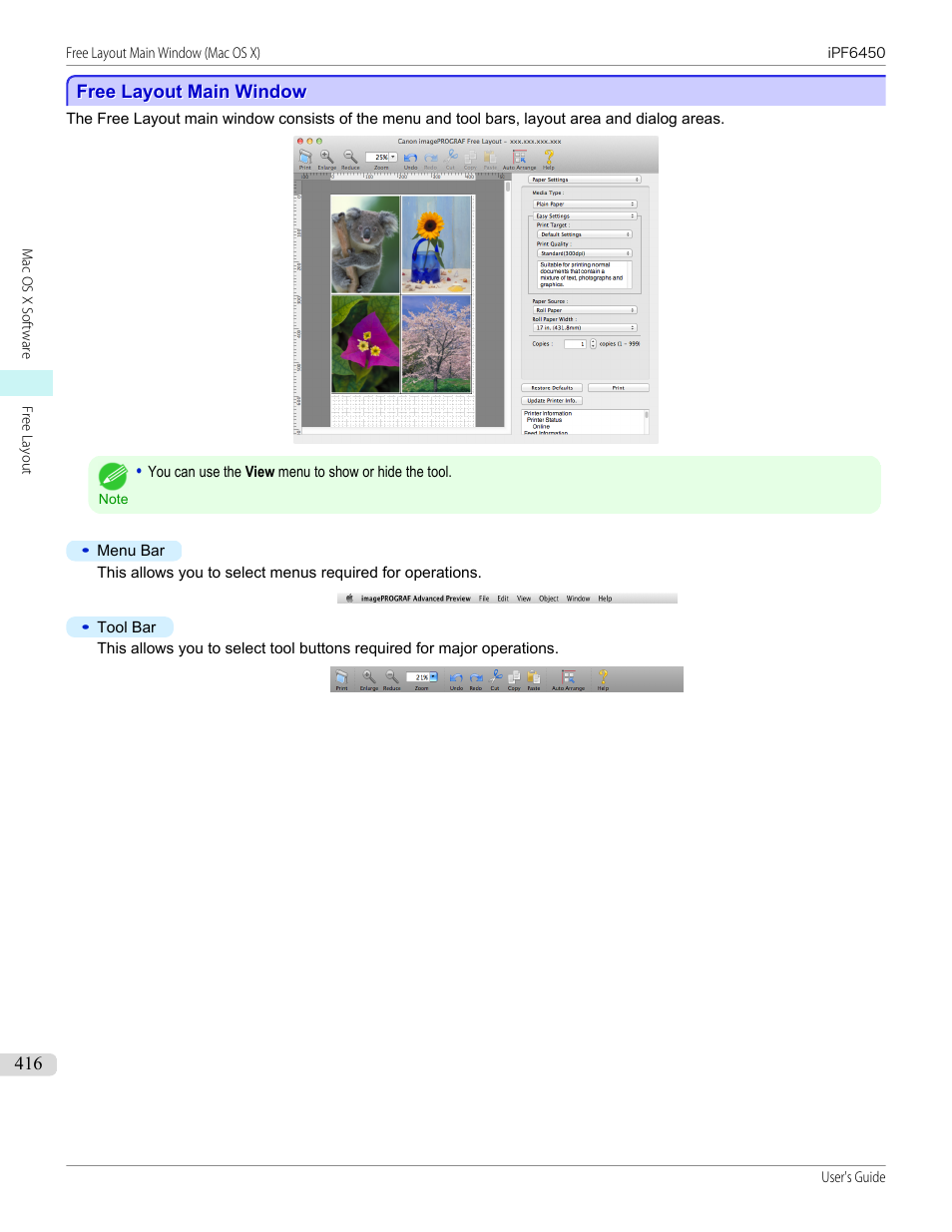 Free layout main window | Canon imagePROGRAF iPF6450 User Manual | Page 416 / 1066