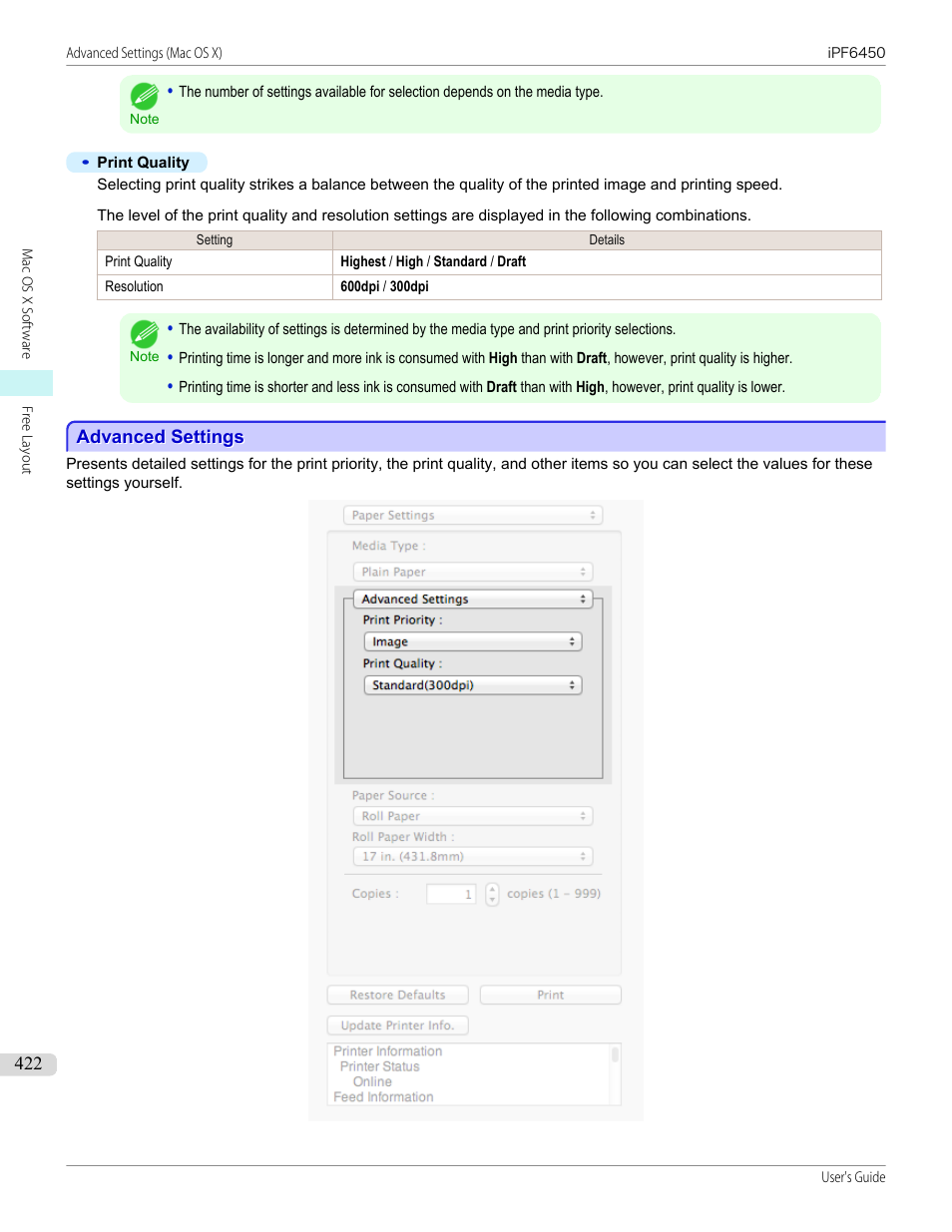 Advanced settings, P.422 | Canon imagePROGRAF iPF6450 User Manual | Page 422 / 1066