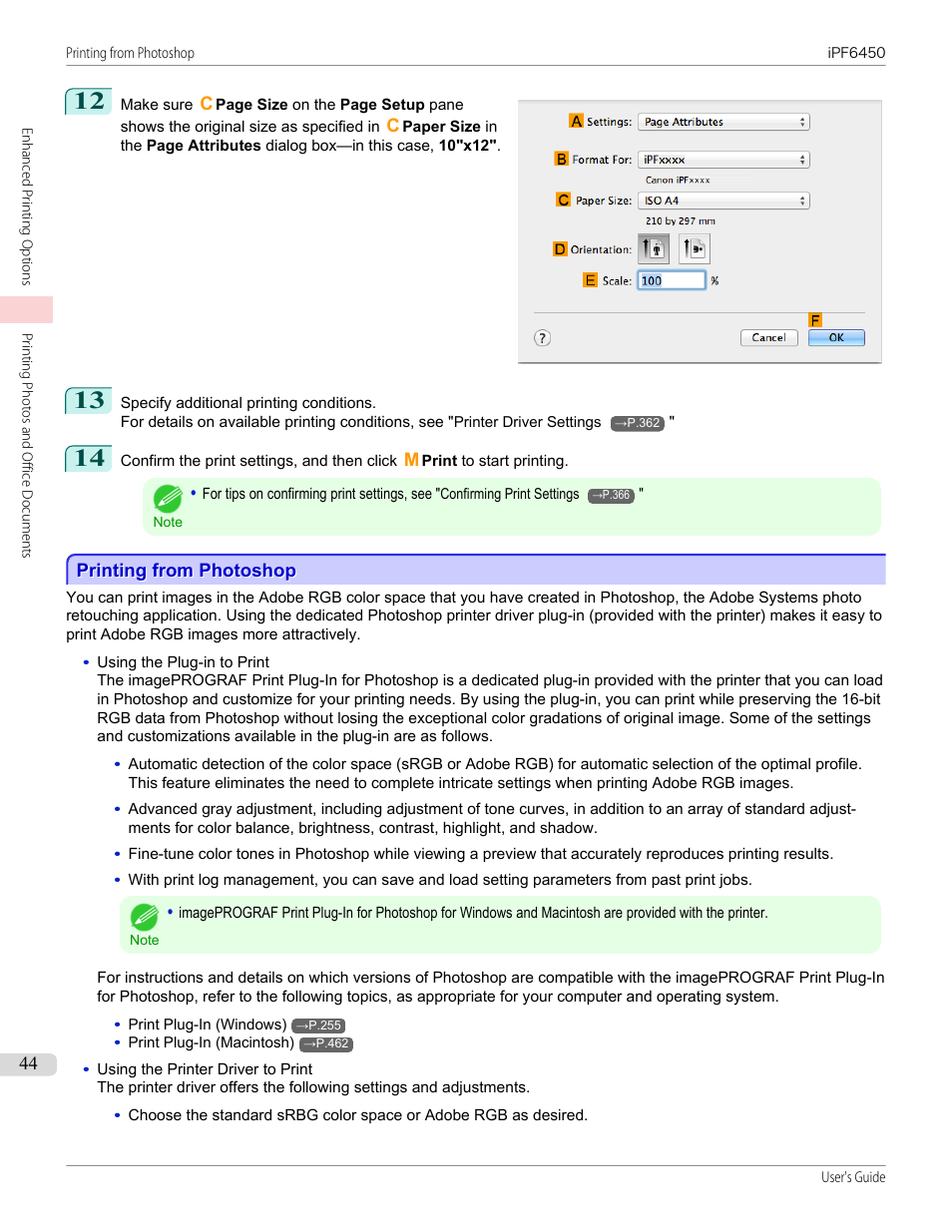 Printing from photoshop | Canon imagePROGRAF iPF6450 User Manual | Page 44 / 1066