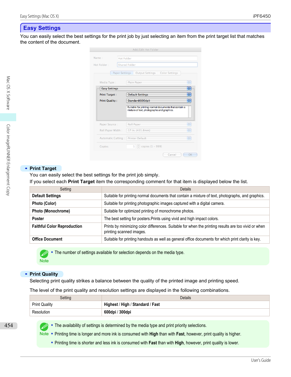 Easy settings, P.454 | Canon imagePROGRAF iPF6450 User Manual | Page 454 / 1066