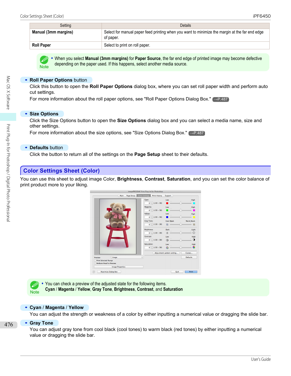 Color settings sheet (color), P.476 | Canon imagePROGRAF iPF6450 User Manual | Page 476 / 1066