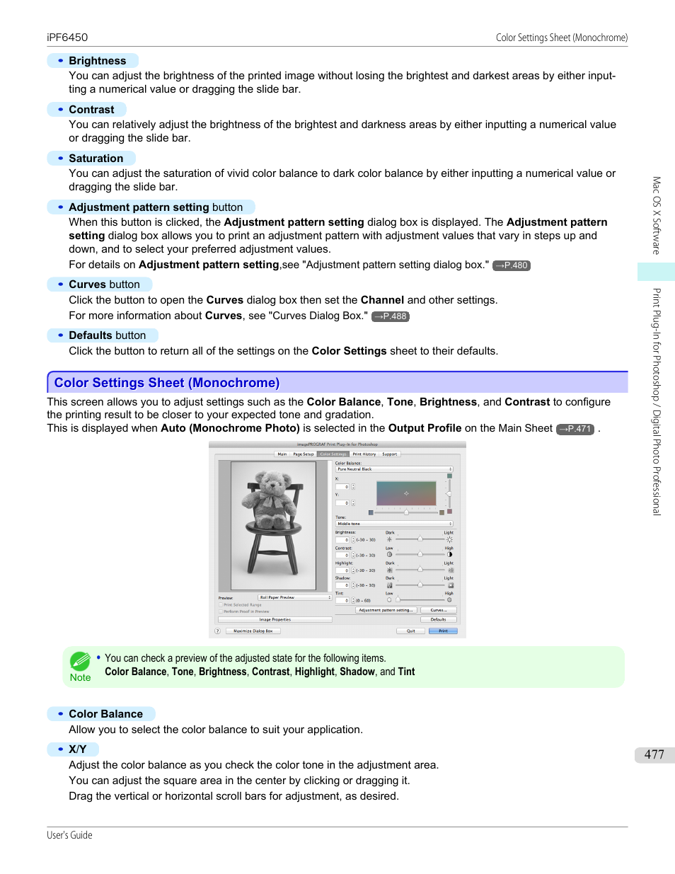 Color settings sheet (monochrome) | Canon imagePROGRAF iPF6450 User Manual | Page 477 / 1066