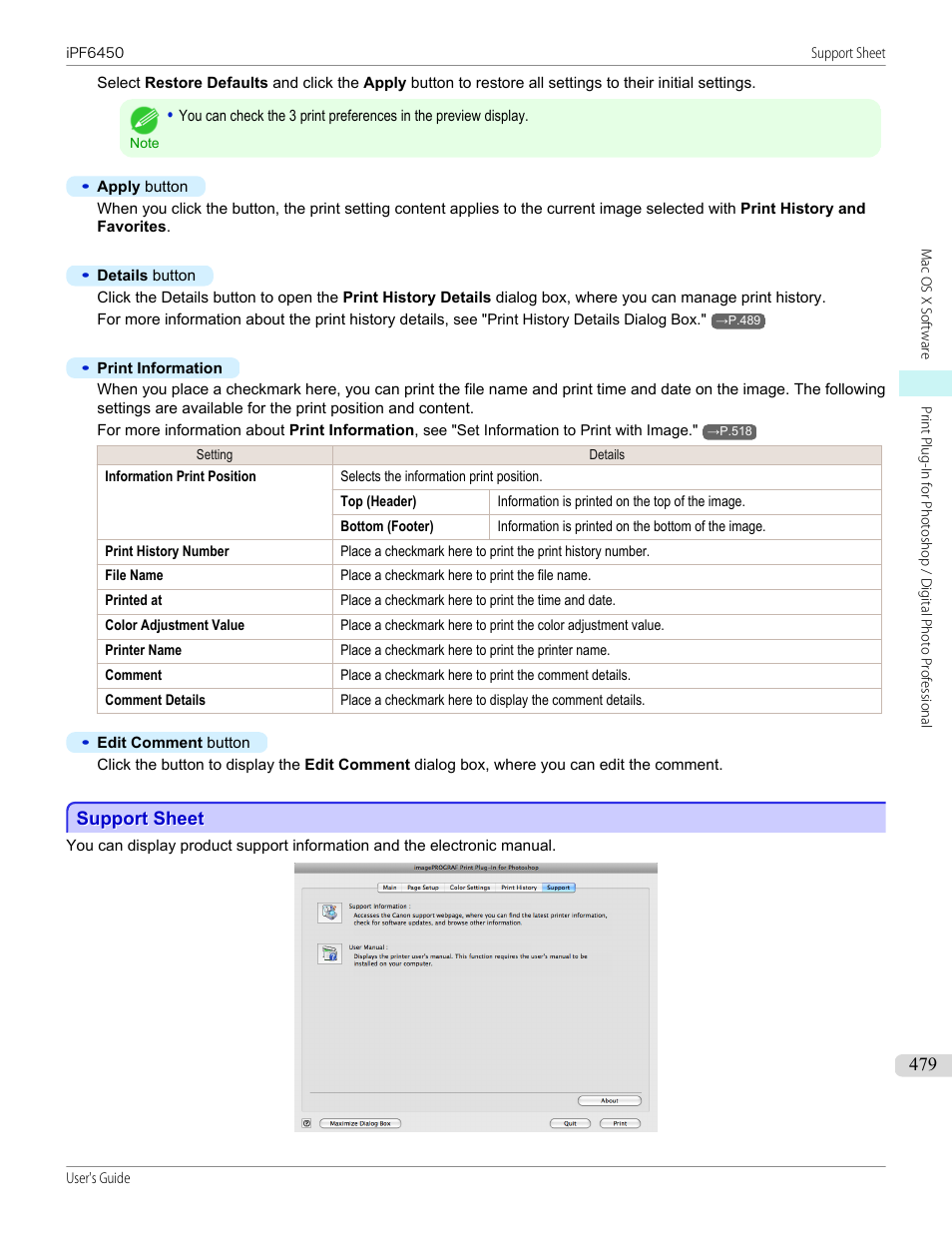 Support sheet, P.479 | Canon imagePROGRAF iPF6450 User Manual | Page 479 / 1066