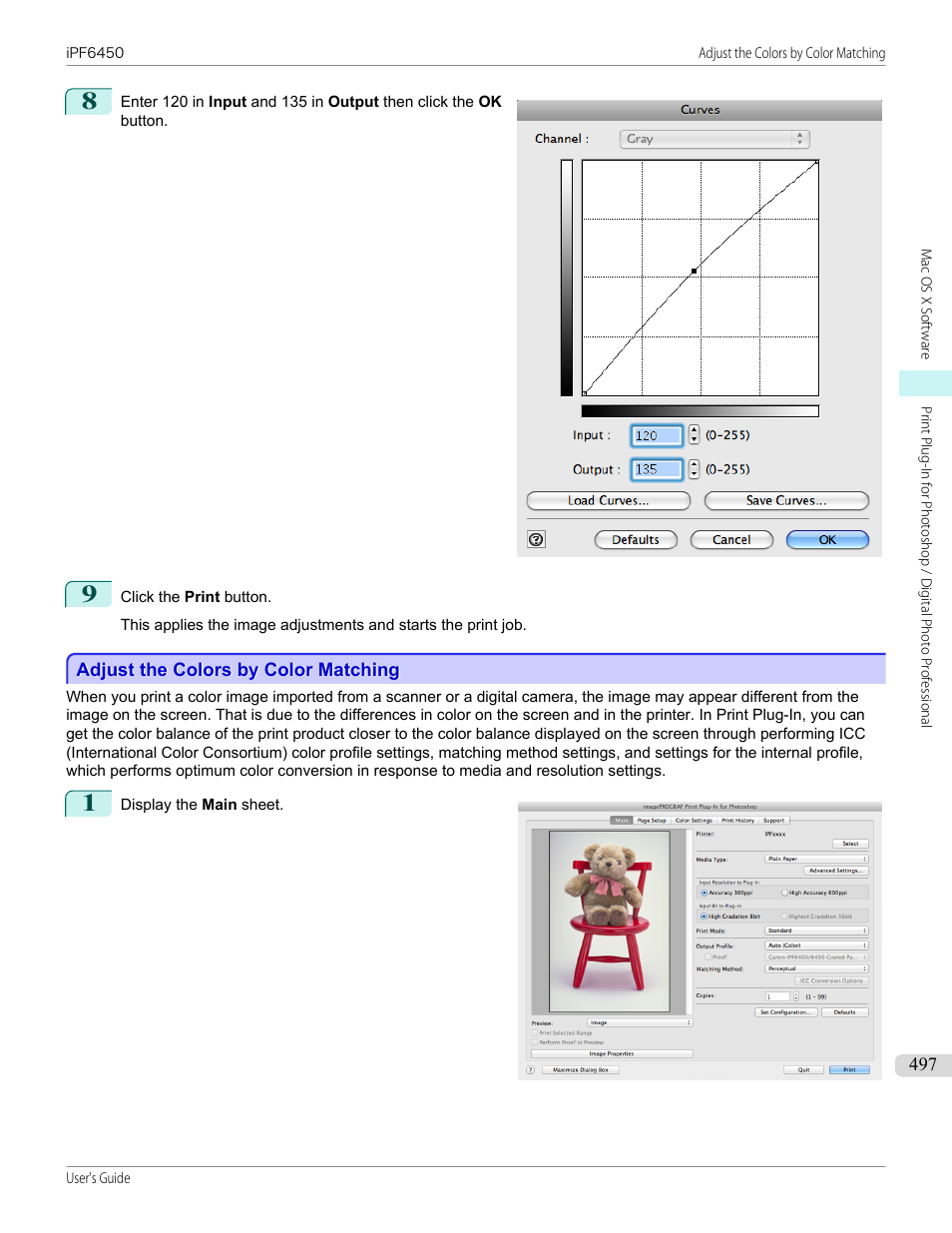 Adjust the colors by color matching, P.497 | Canon imagePROGRAF iPF6450 User Manual | Page 497 / 1066