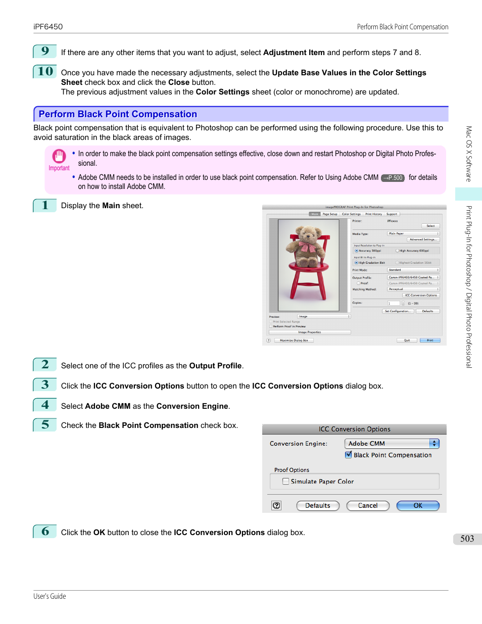 Perform black point compensation | Canon imagePROGRAF iPF6450 User Manual | Page 503 / 1066