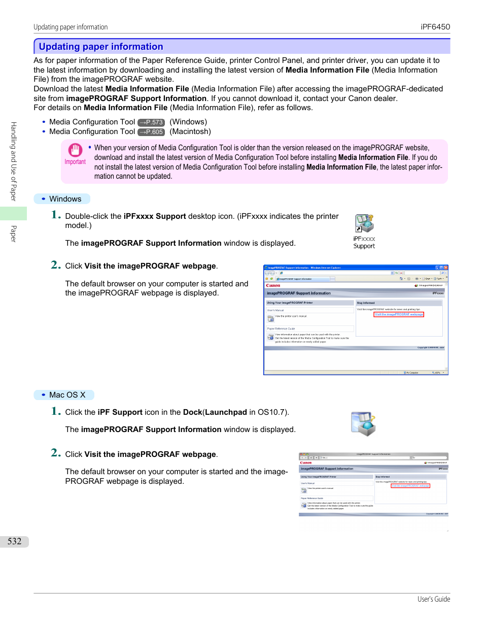 Updating paper information, Tool. (see "updating paper information."), P.532 | Canon imagePROGRAF iPF6450 User Manual | Page 532 / 1066