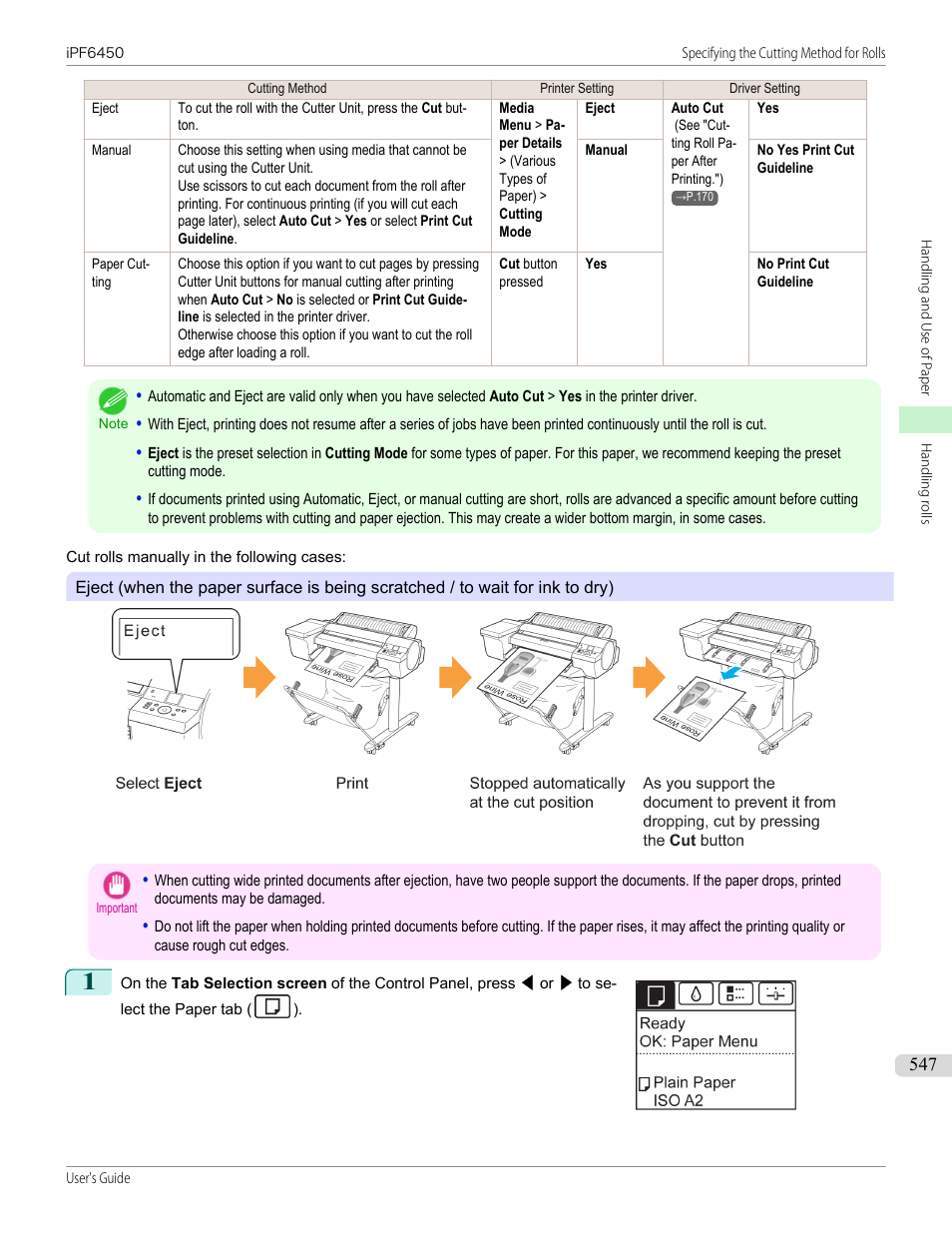 Eject | Canon imagePROGRAF iPF6450 User Manual | Page 547 / 1066