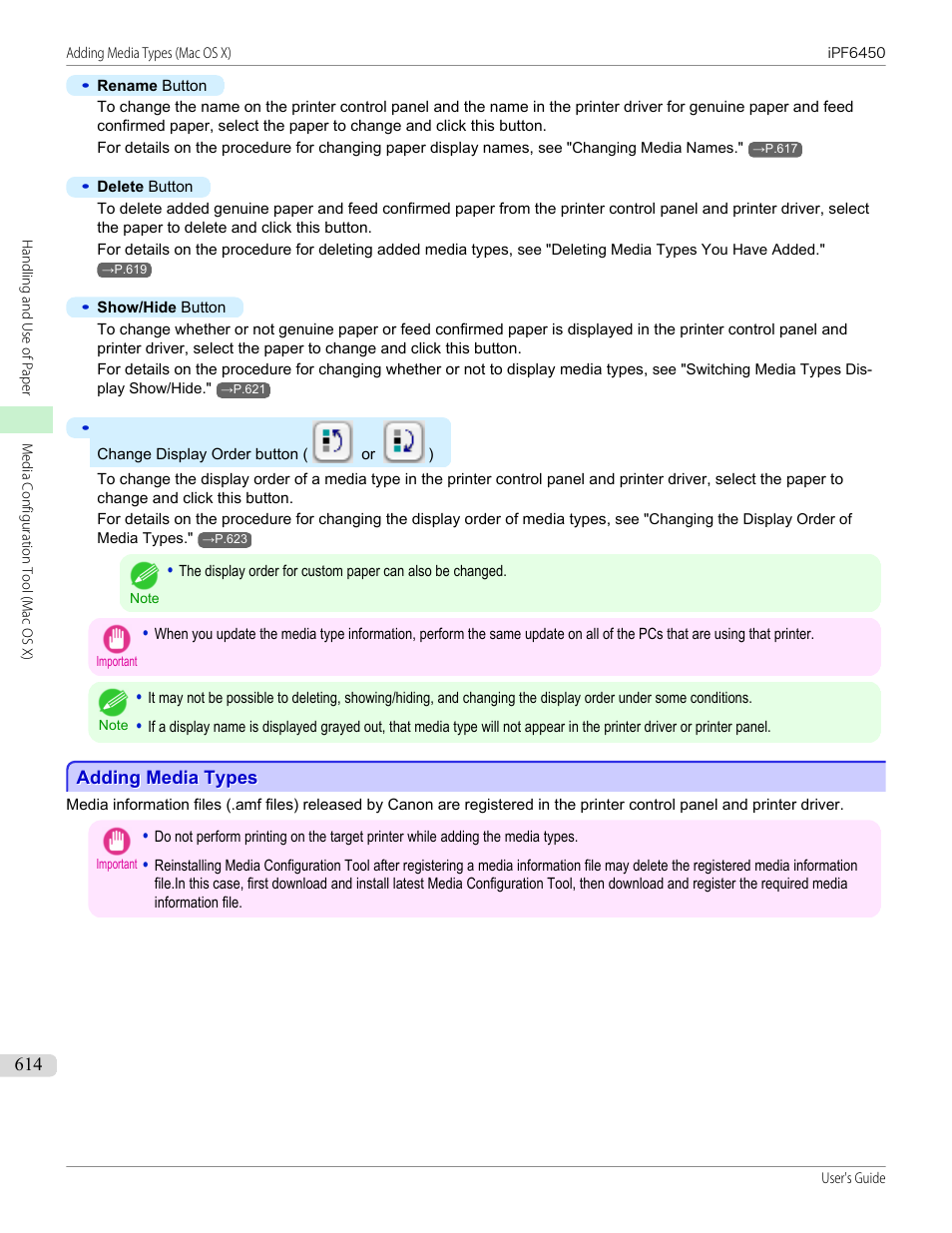 Adding media types | Canon imagePROGRAF iPF6450 User Manual | Page 614 / 1066