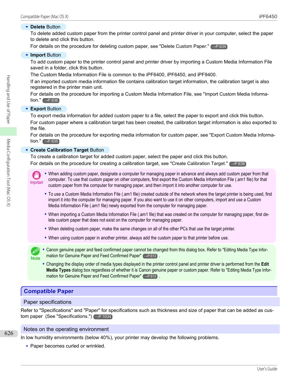 Compatible paper | Canon imagePROGRAF iPF6450 User Manual | Page 626 / 1066